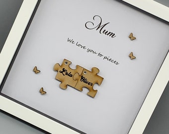 Personalized Jigsaw Puzzle Piece Framed Gift for Mum