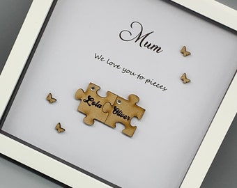 Personalized Framed Gift For Mum, Mothers day gift for Mum, Mom Jigsaw puzzle piece wall art birthday