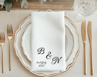 Personalised engagement party cloth napkins, Reuseable party favour napkins for engagement dinner party, Named napkins
