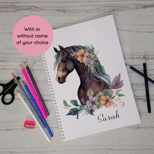 Personalized horse A5 lined notebook, Watercolor horse personalized named notebook for her, Horse lover equestrian gift for friend