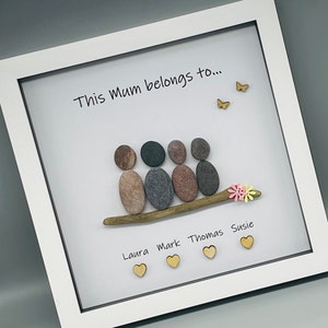 Pebble Art Framed Picture, Mothers day gift for Mum, This Mum belongs to, Gift from the children, Personalised pebble picture