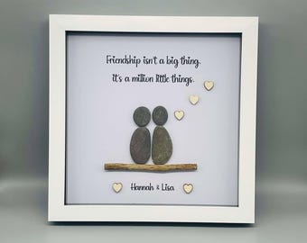Personalized Pebble Art Frame, Best Friend Gift, Keepsake Picture