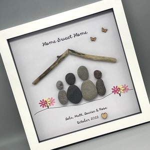 Pebble art picture new home gift frame, Personalised home warming gift for family or friends, gift for the couple