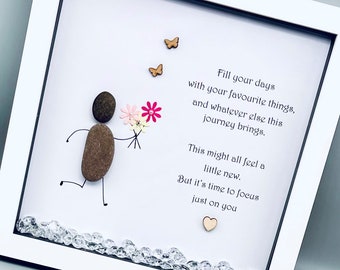 Retirement gift, good luck present, pebble art picture framed poem, wall art, home decor gift