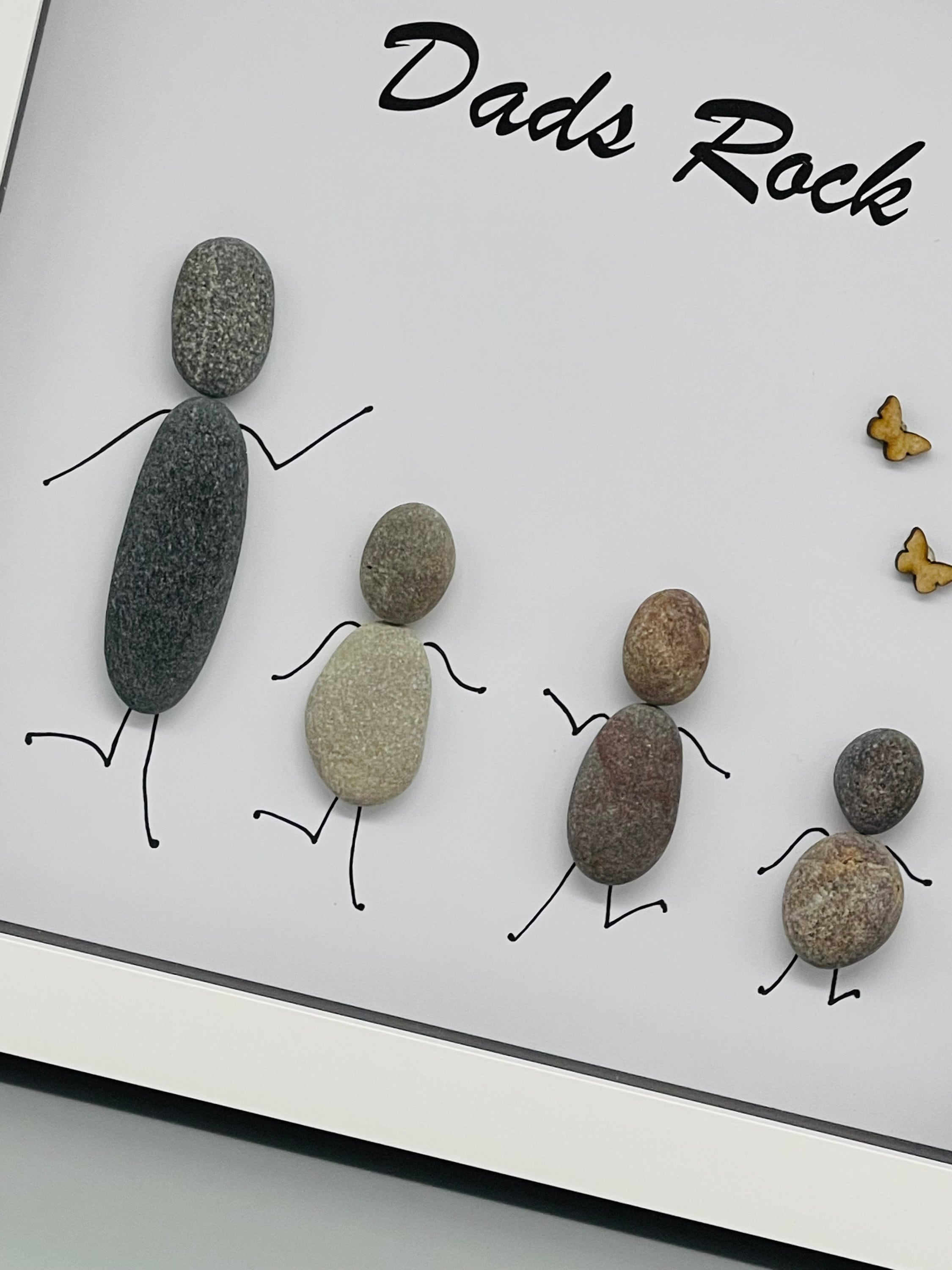 Dads Rock Pebble Art Framed Picture: Personalized Family Gift - Etsy