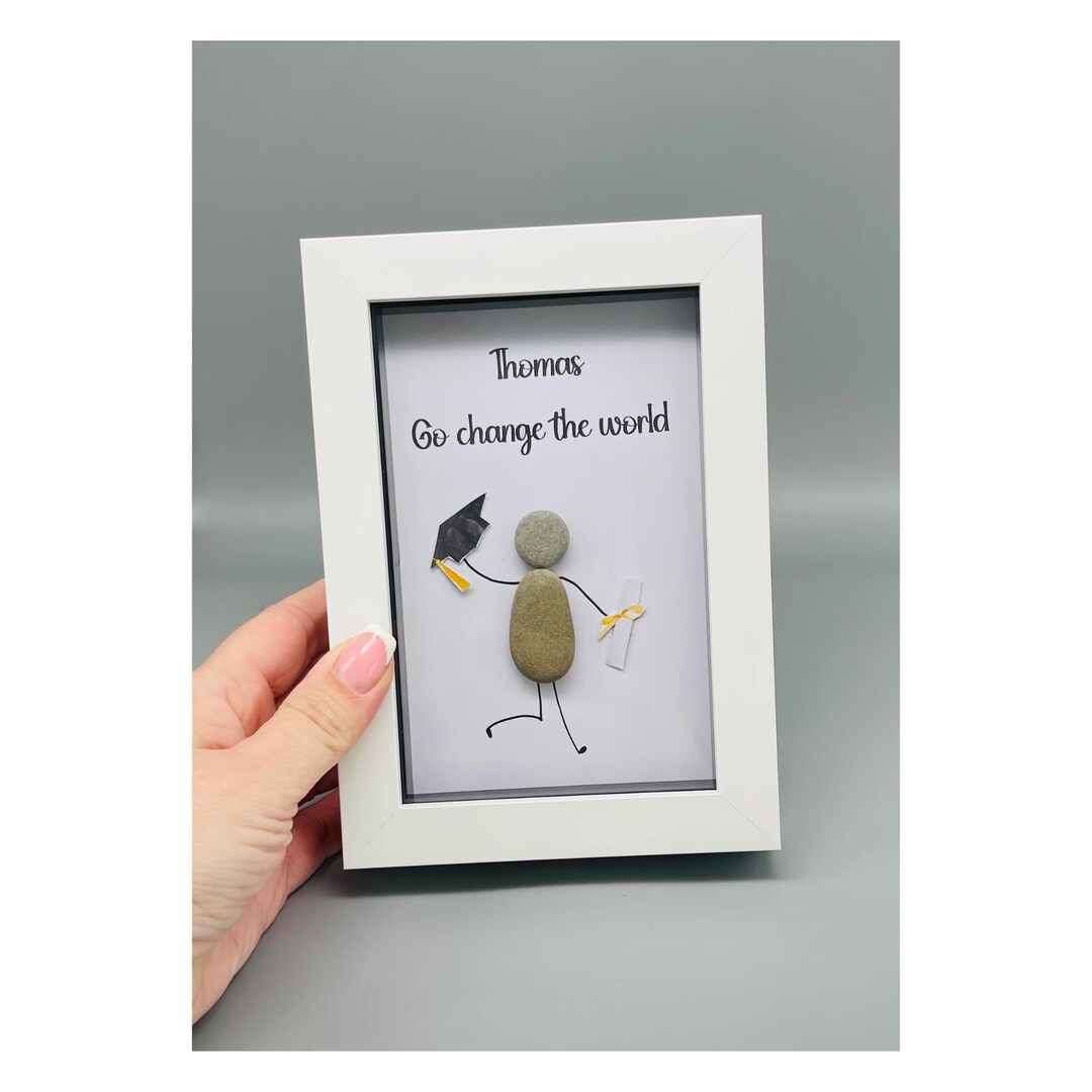 Personalised Graduation Pebble Art Frame – Go Change the World - Etsy