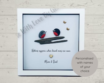 Personalized Robin Pebble Art Memorial Picture Frame