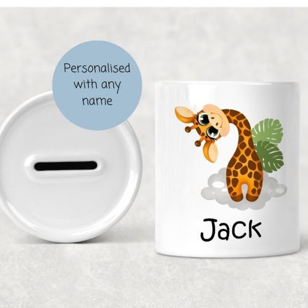 Personalized Cute Giraffe Money Box for Girl or Boy, Ceramic Piggy Bank