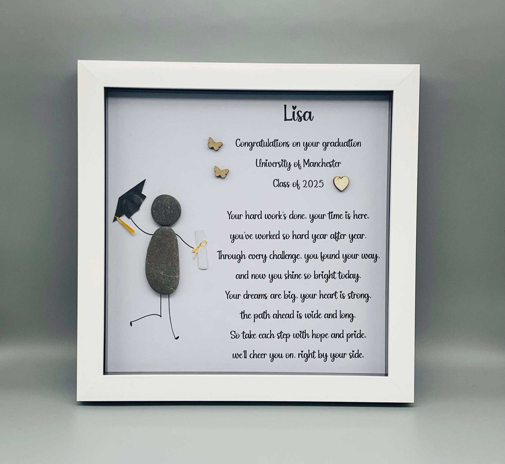 Graduation Pebble Art Gift Frame, Personalised Graduation Gift for ...