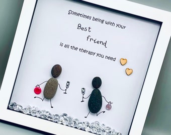 Pebble Art Best Friend Gift, Friendship Quote Framed Picture