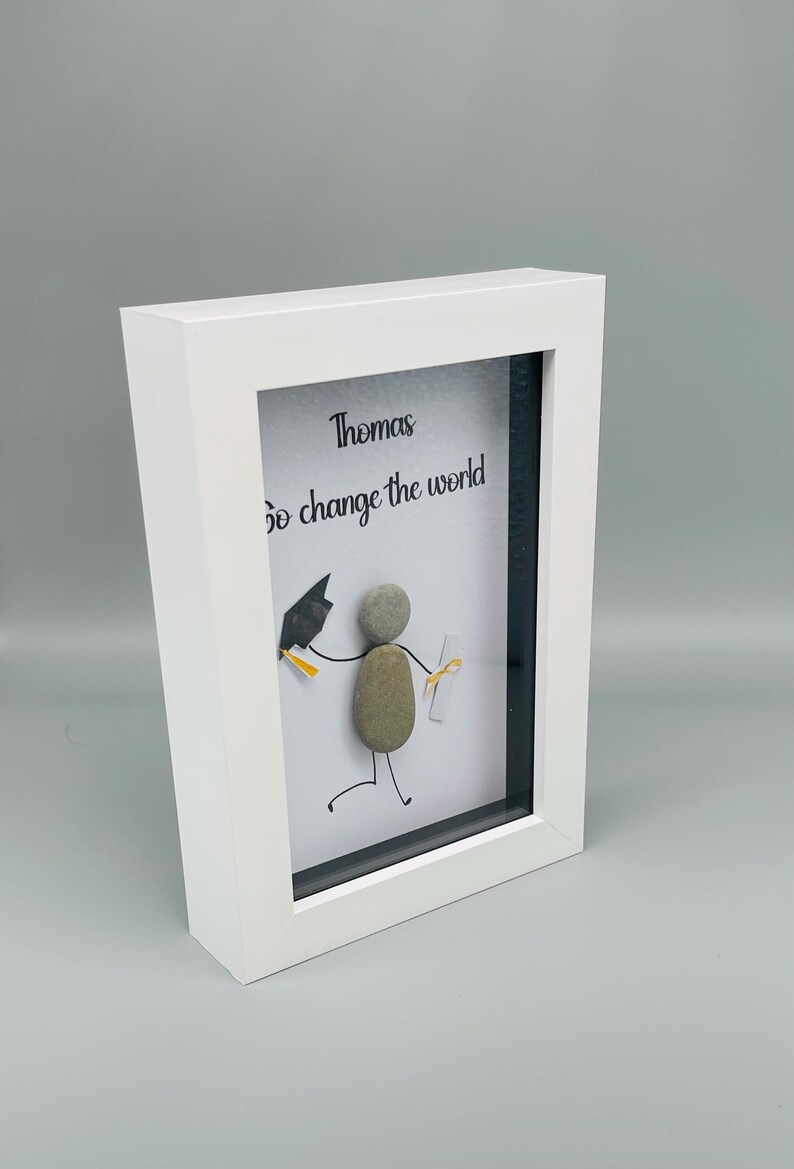 Personalised Graduation Pebble Art Frame – Go Change the World - Etsy