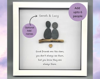 Personalized Pebble Art Friendship Frame, Best Friend Gift, Wall Decor