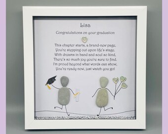 Personalised graduation pebble art gift frame