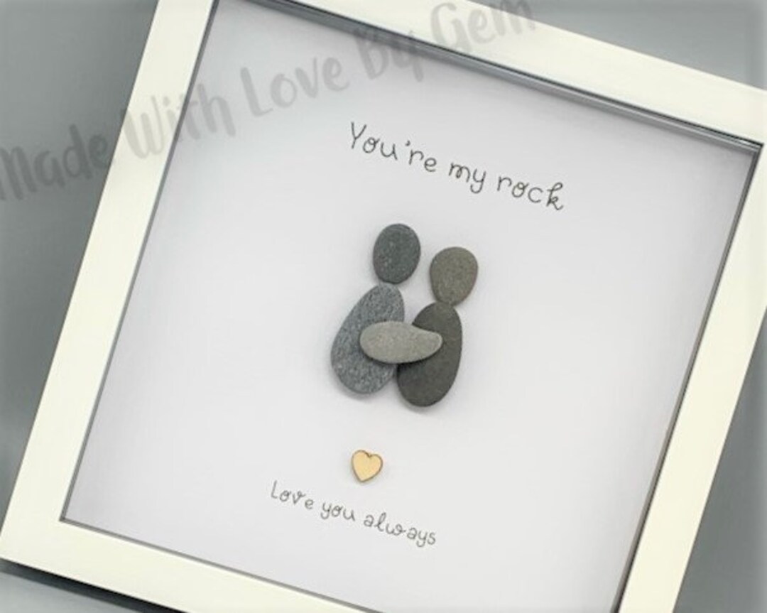 Pebble Art Picture Frame, You're My Rock, Gift for Husband, Gift for Wife, Home Decor, Wall Art
