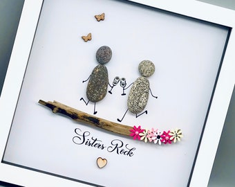 Sister Pebble Art, Sister Picture Frame Birthday Gift, Christmas Present For Her, Gift For Sister