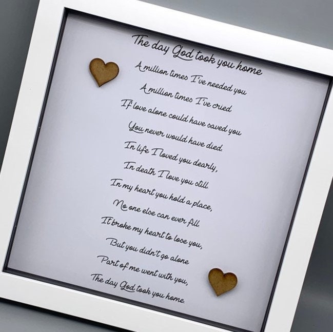 The Day God Took You Home Memory Poem Shadow Box Frame - Etsy UK
