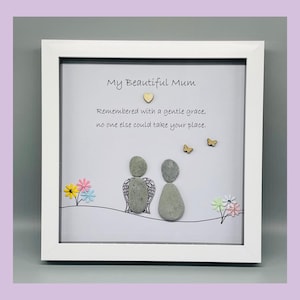 Personalised Mum memorial keepsake pebble art gift frame, Sympathy gift for friend or family