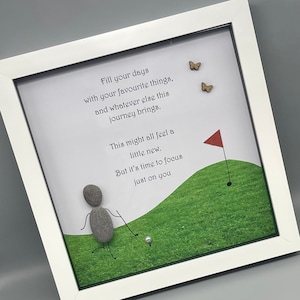 Retirement gift for him, Golf retirement gift, Good luck, Thank you, Framed pebble art picture, wall art, home decor
