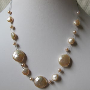 Natural Coin shaped Freshwater Pearl Necklace 15&quot; A10