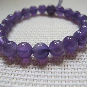 7-8mm Round Amethyst Elastic Bracelet A23