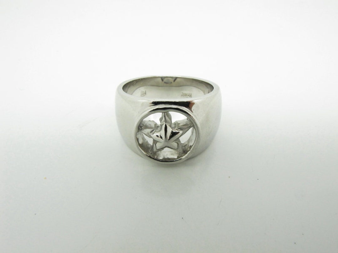 Star Shaped 925 Sterling Silver With 18K White Gold Plated Ring