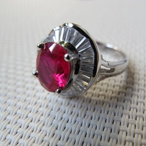 Oval Cut Created Ruby Stone 925 Sterling Silver Ring SSR1
