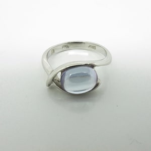 Lavender Quartz 925 Sterling Silver with 18K White Gold Plated Ring Size 6.5US SSR323