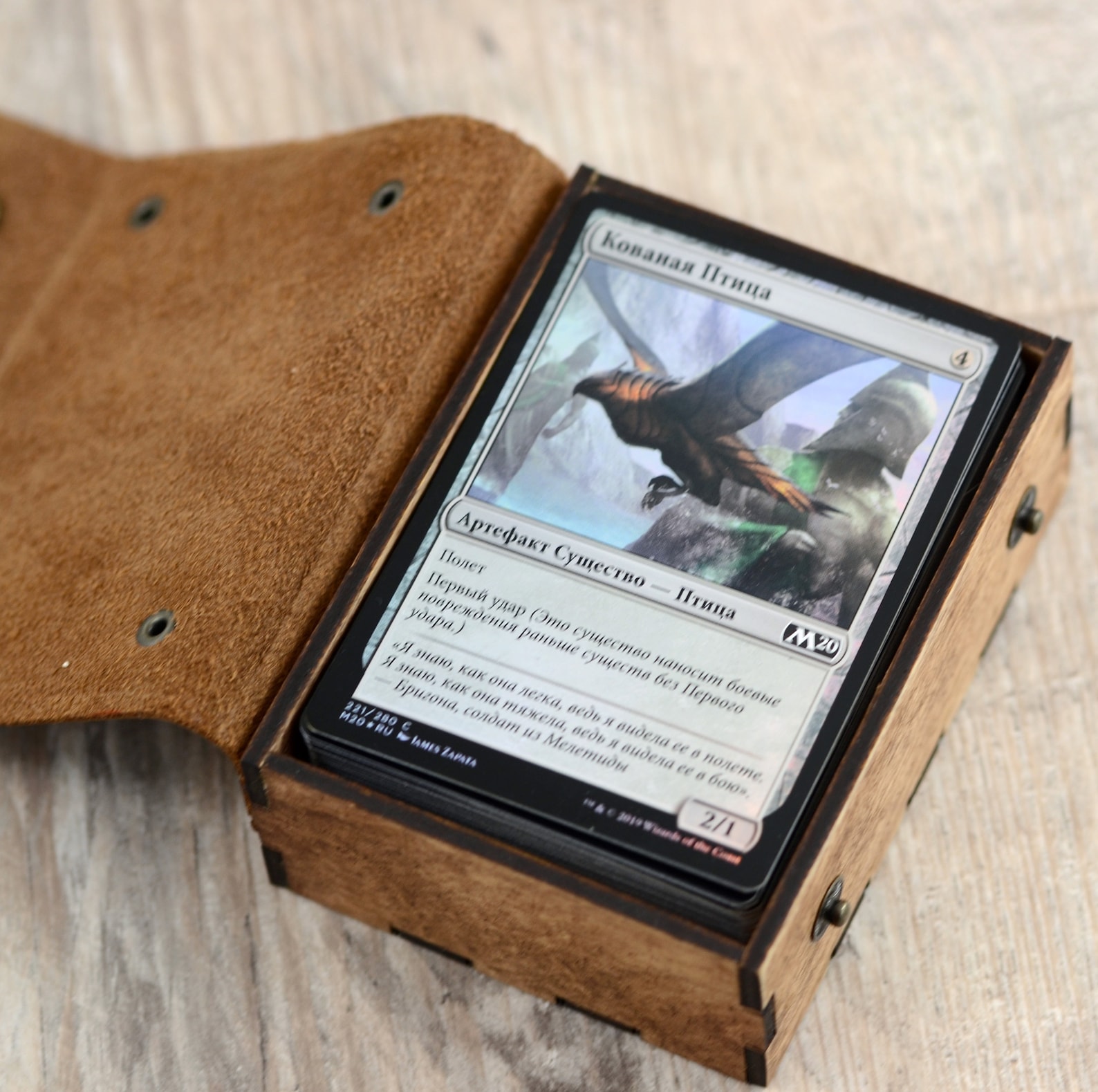 Personalisierte MTGDeckBox Holz und Lederbox für Etsy