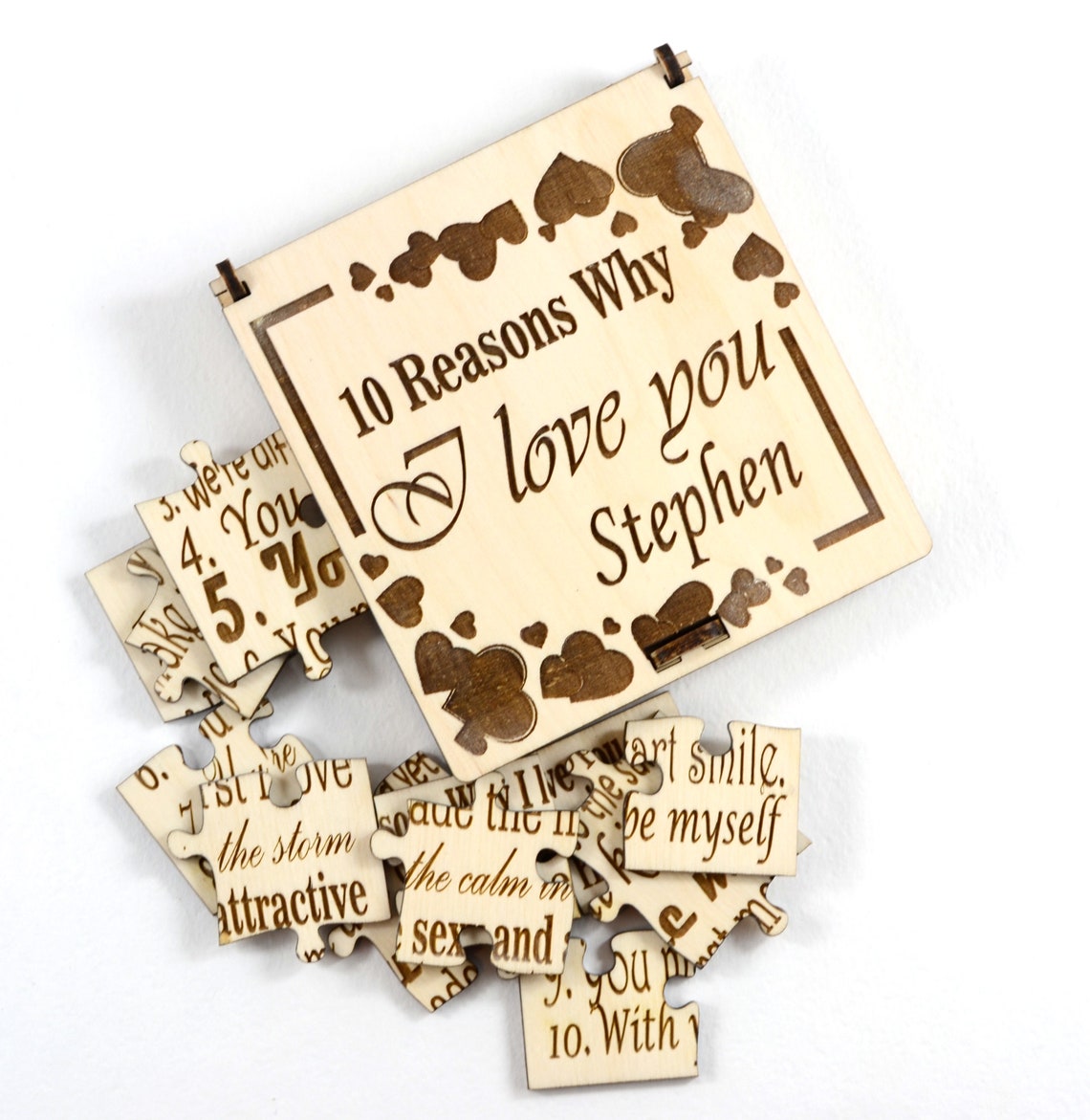 Anniversary Gift for Him Personalized Love Puzzle 10 Reasons Etsy