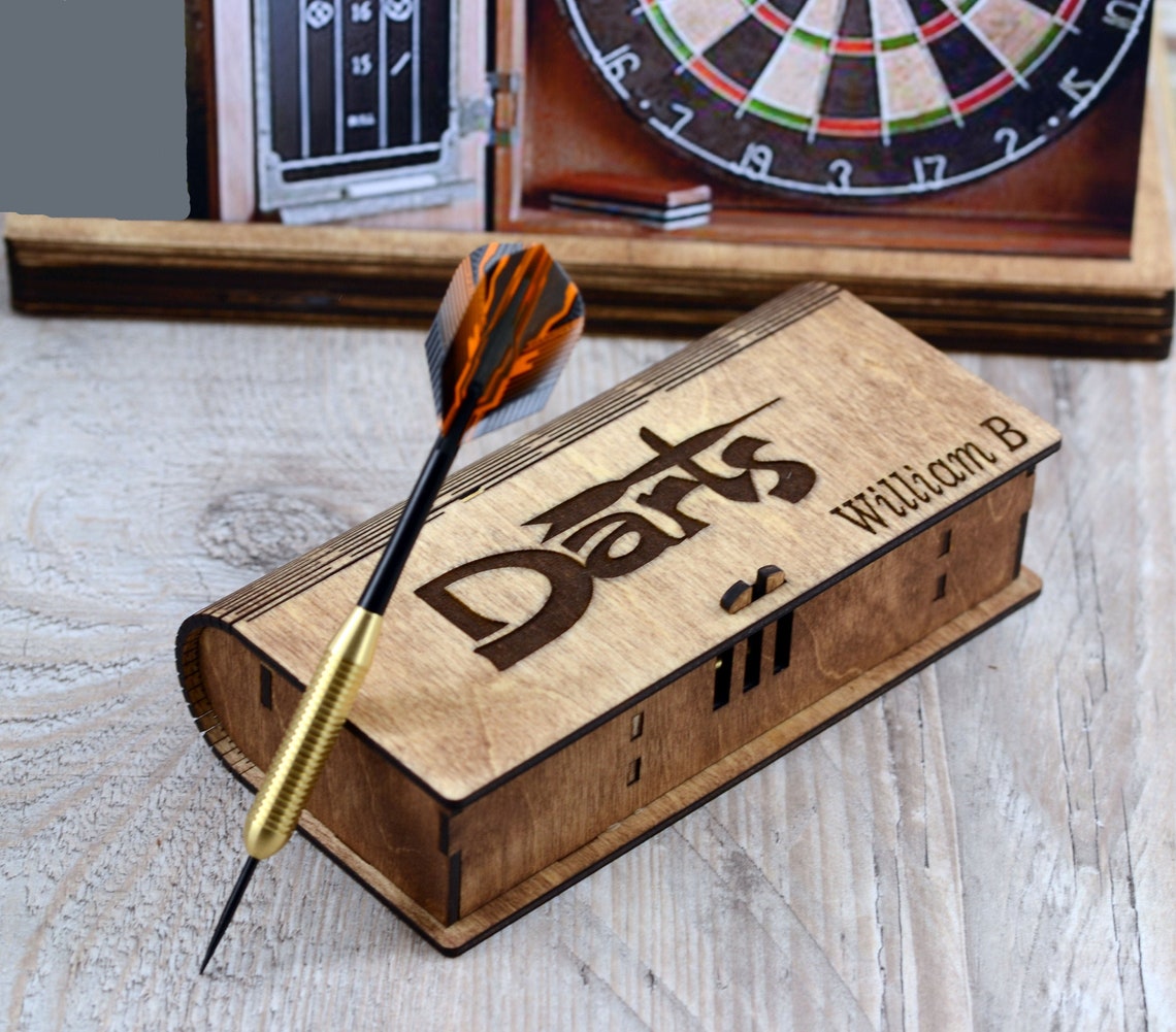 Personalized wooden darts box Darts case Darts holder Dart Etsy