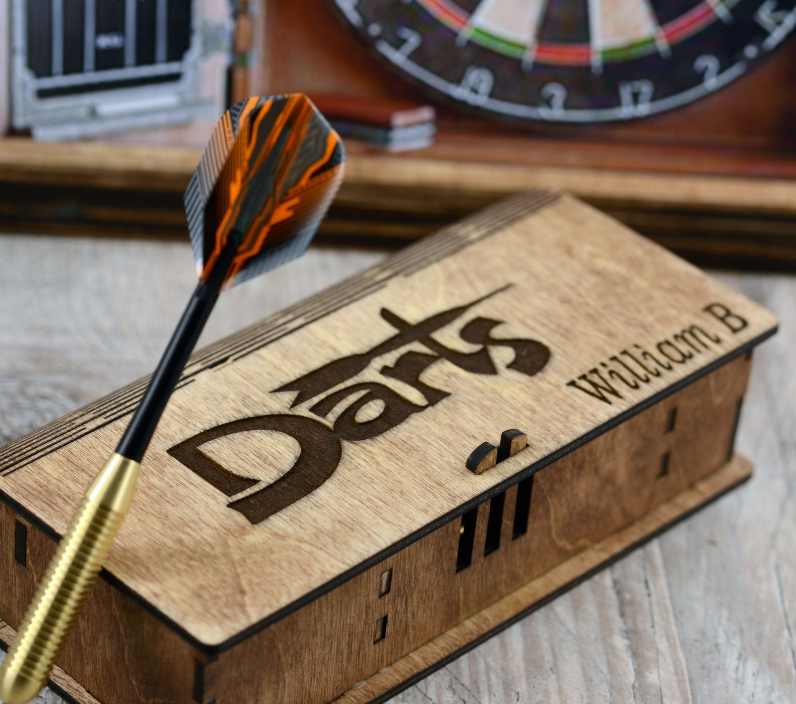 Personalized wooden darts box Darts case Darts holder Dart Etsy