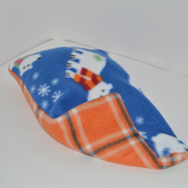 Hand Warmer and Body Warmer/Cold Pack--filled with rice--Polar Bear/Orange Plaid