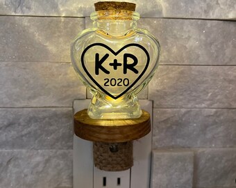 Personalized heart shaped night light