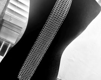 Anodized Aluminum European 4 in 1 Weave Chainmail Necktie – Lobster Clasp Closure