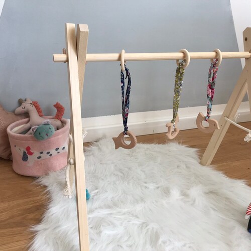 Portique Eveil Bois Et Mobiles Suspendus Liberty Made In Etsy Portique Eveil Bois Et Mobiles Suspendus Liberty Made In Etsy