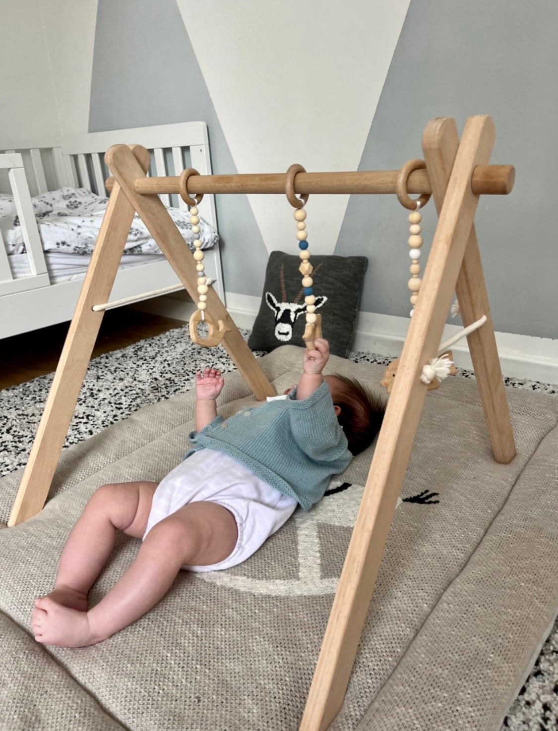Hochet de poussette en bois pour bébé gym, chaînes suspendues pour bébé en  bois de hêtre