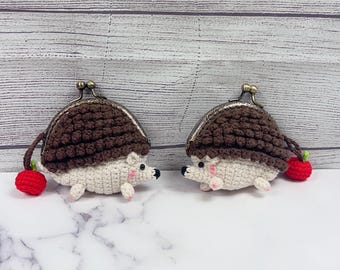 Crochet Hedgehog Kisslock Coin Pouch / Keychain