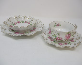 Mz Altrohlau Tea Teacup Cup /& Saucer c1930/'s Pink Floral Golden Pearl