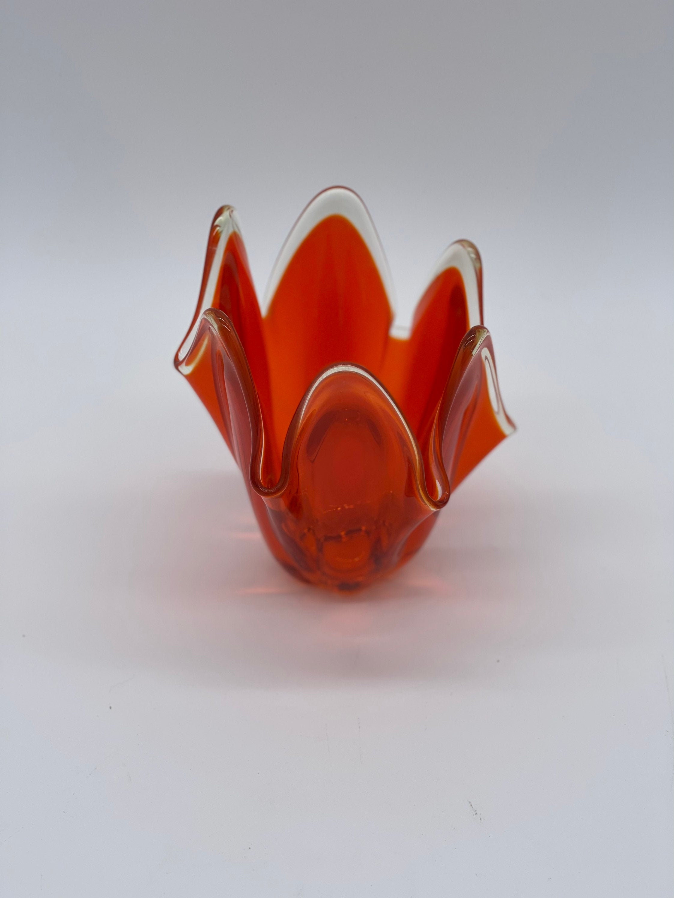 Orange Handkerchief Petal Glass Art Vase Etsy