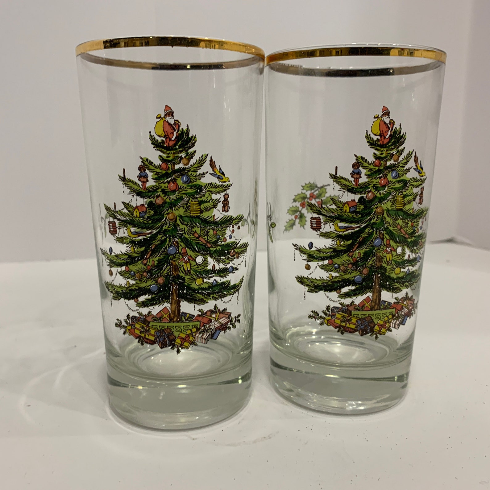 Spode Christmas Tree Water Highball Glasses Pair Etsy