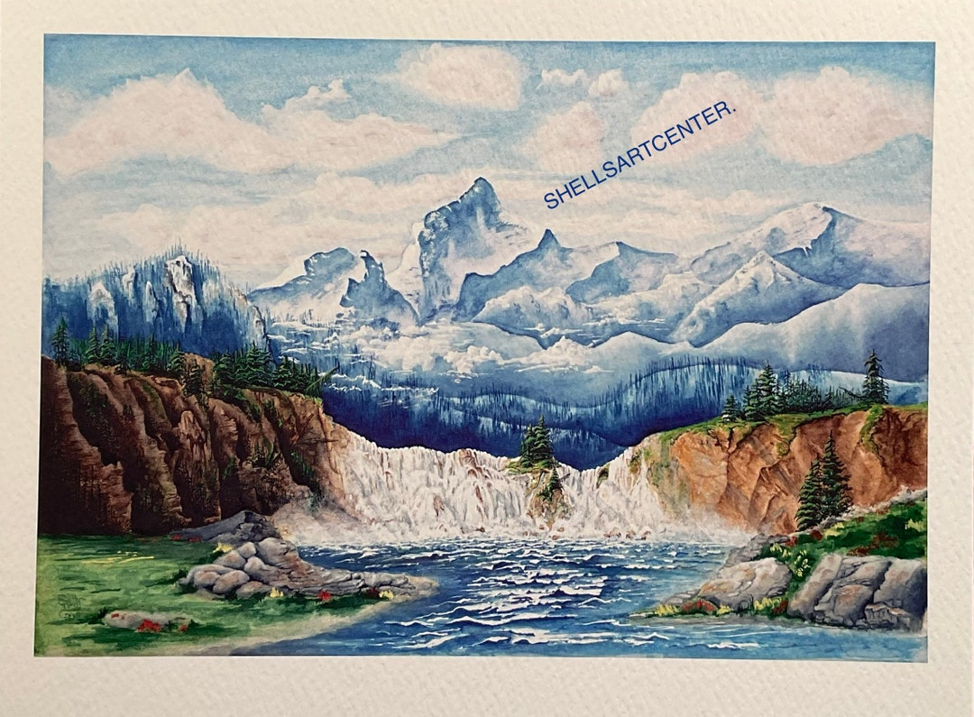 絵画 Mountain waterfall 絵画 Mountain waterfall 絵画 Mountain waterfall Vintage Oil