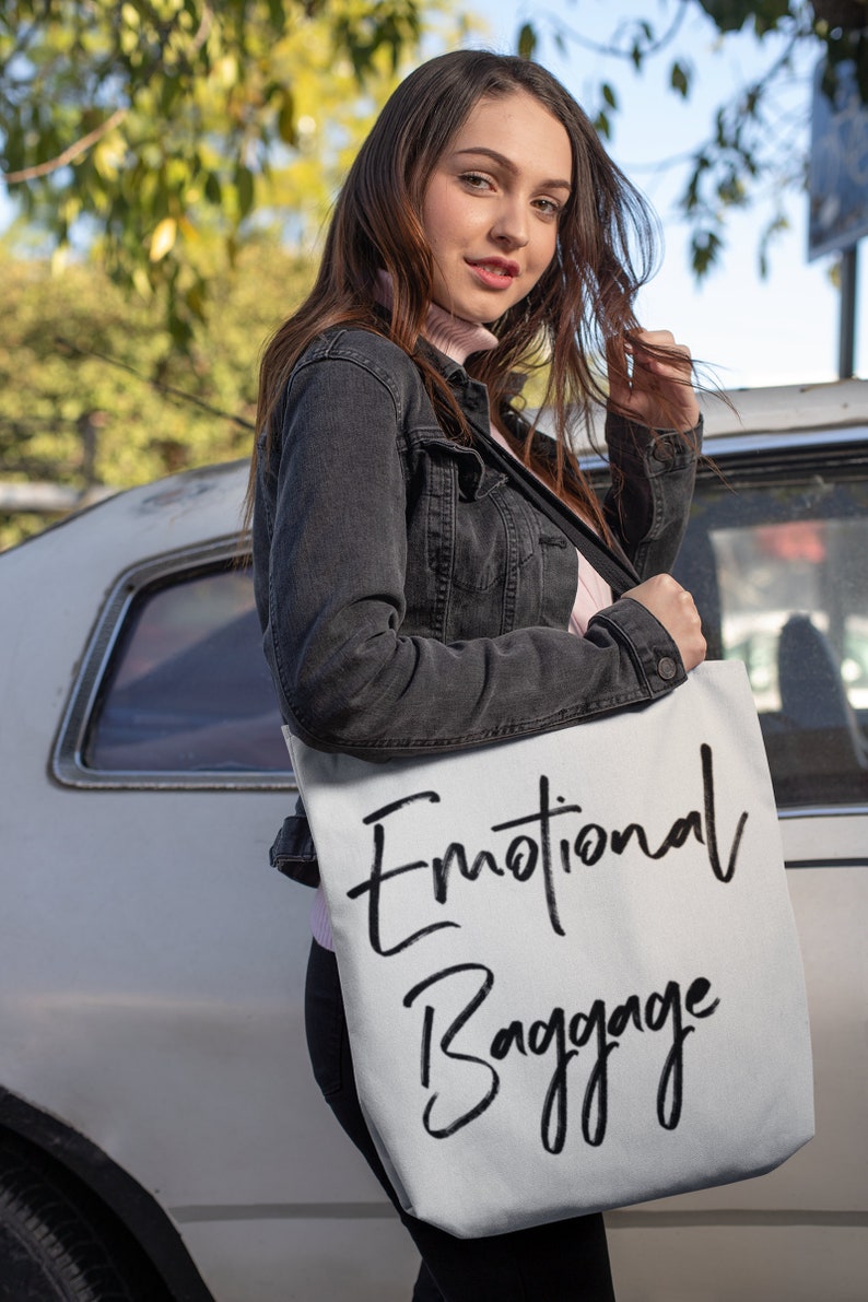 Stop Stigma Feminism Therapy Emotional Baggage Tote Bag: Therapist Gift Mental Health Recovery Mental Health Awareness