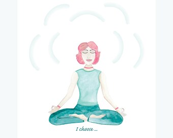 Vision Board, Inspiration Board, Watercolor, Healing Art, Yoga Image, Stationary