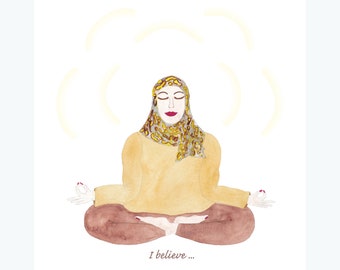 Vision Board, Inspiration Board, Watercolor, Healing Art, Yoga Image, Stationary