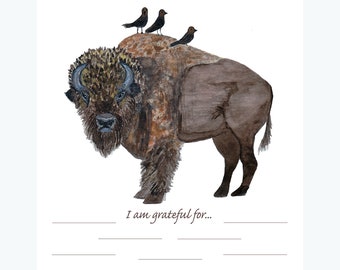 Vision Board, Buffalo, Watercolor, Bison, Gift, Stationary