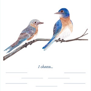 Vision Board, BlueBirds, Watercolor, Art print, Choices, Stationary