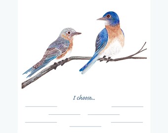 Vision Board, BlueBirds, Watercolor, Art print, Choices, Stationary