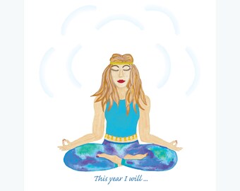 Vision Board, Inspiration Board, Watercolor print, Healing Art, Yoga Image