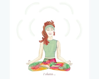Vision Board, Inspiration Board, Watercolor, Healing Art, Yoga Image, Stationary