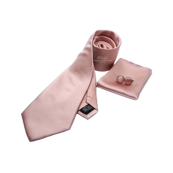 Rose Gold Tie and Pocket Square Set - Rose Gold Bow Tie Set - Rose Gold Wedding Ties - Rose Gold Neckties